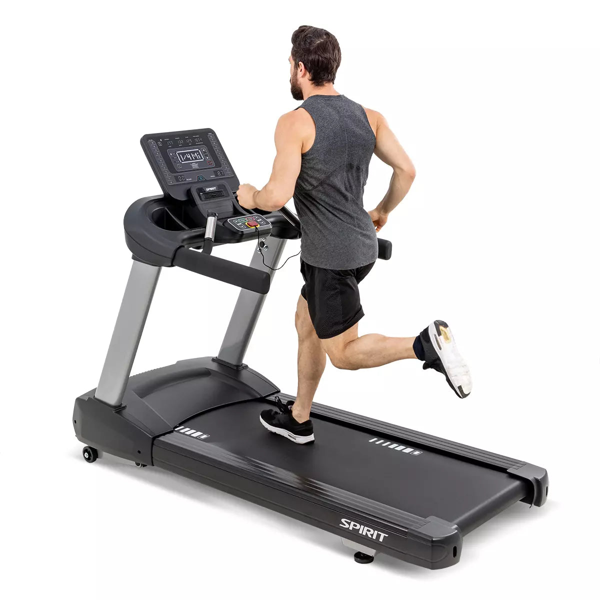 Spirit CT800 Treadmill | Black Spirit Treadmill; Commercial Frame Residential l-r_3-4_run_1__jpg_acaf0cbb-7b09-4702-a185-58ef3f586fb9